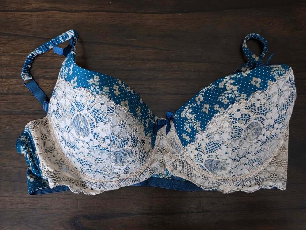 Victoria's Secret Floral Lace Bra Size 42D Blue Dot Underwire
